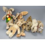 A collection of mostly Steiff soft toy rabbits Condition:- Ossili - a little faded and dirty,