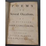 Langhorne, John - Poems on Several Occasions, small qto, quarter calf, lacking contents leaf, R.