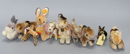 Ten assorted vintage soft toy animals including Steiff Condition:- Steiff 'Timmy' rabbit 1990's -