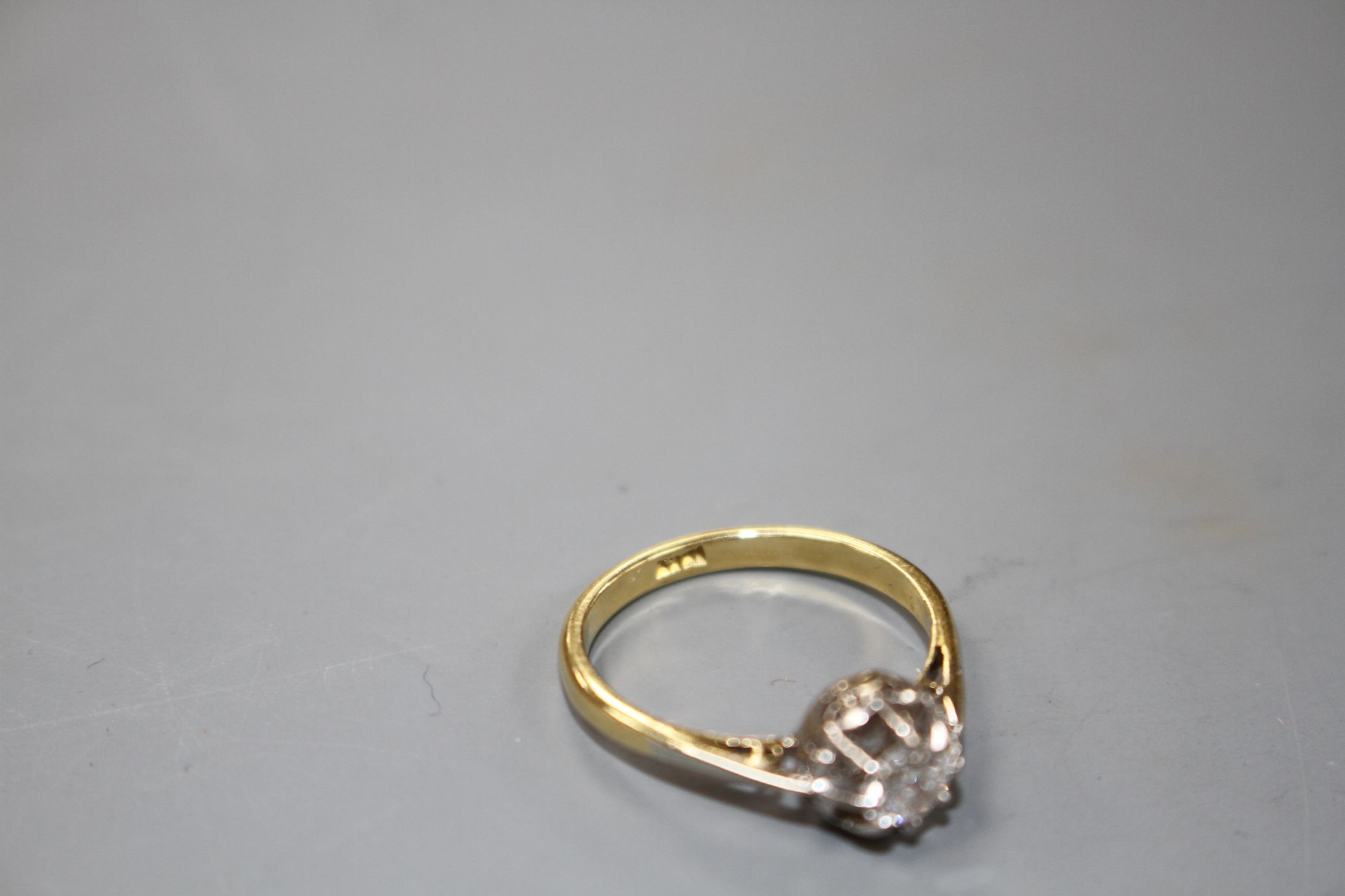 An 18ct and illusion set solitaire diamond ring, size K, gross weight 2.4 grams.Condition- Minor - Image 3 of 4