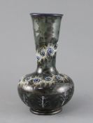 George Tinworth for Doulton Lambeth, a Persian shape bottle vase, dated 1880, decorated with