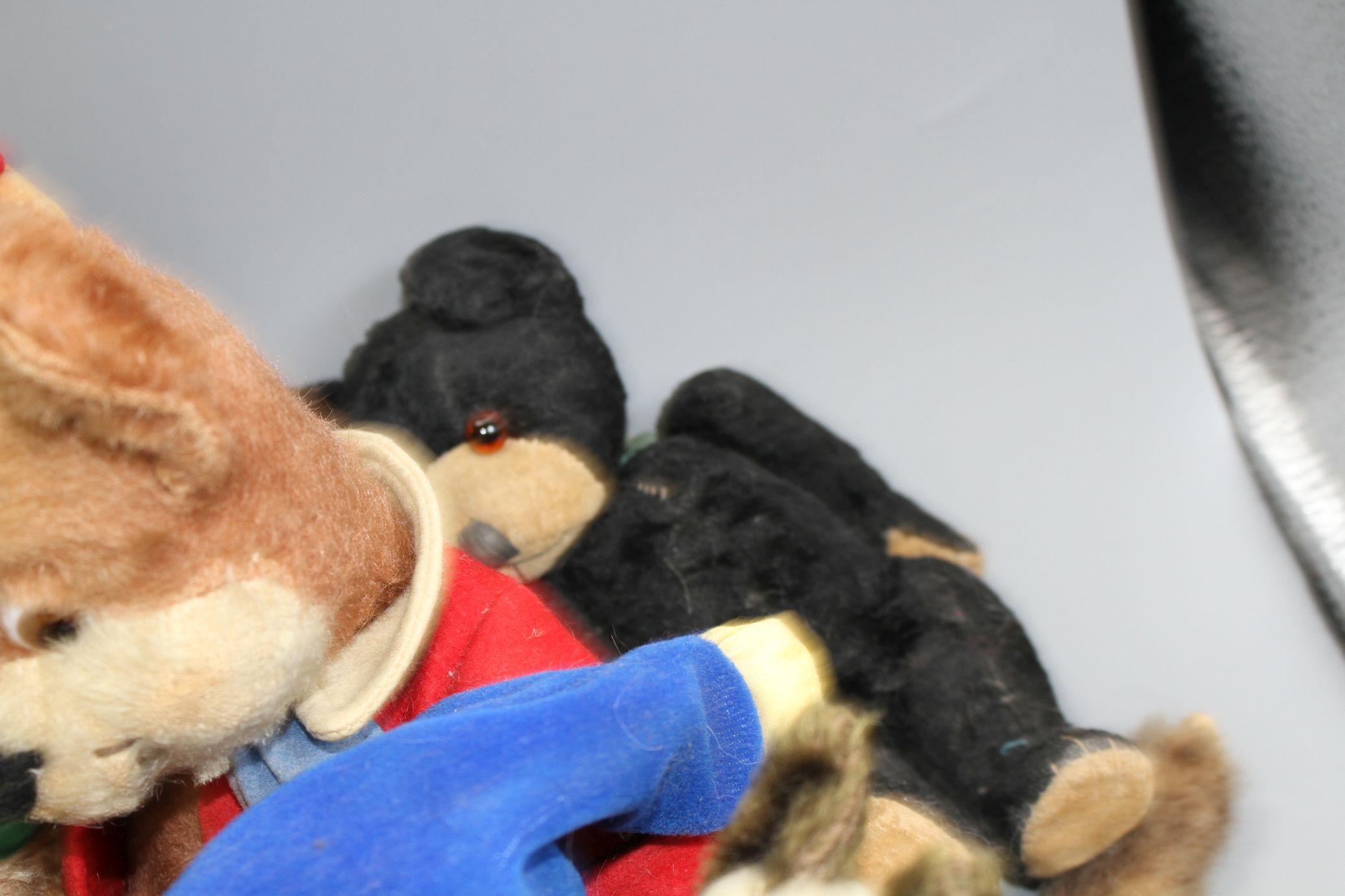 Noddy and Knoll bears, Merrythought Vintage Siamese cat, a Steiff monkey and Carobard character - Image 2 of 7