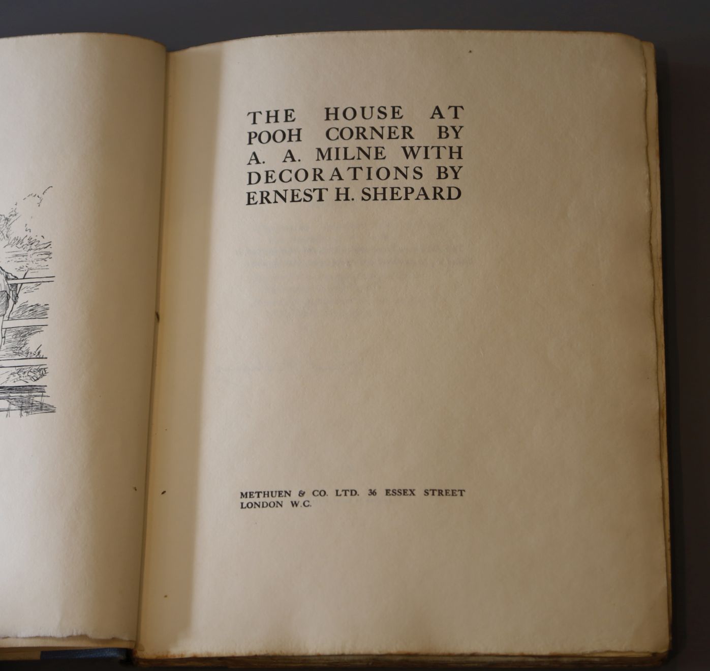 Milne, Alan Alexander - The House at Pooh corner, 1st edition, qto, one of 350 large paper copies,