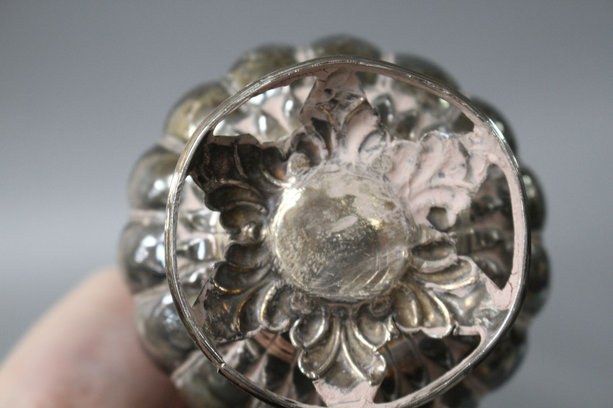 A 20th century Indian? white metal rosewater sprinkler, on pierced circular foliate base, height - Image 5 of 5