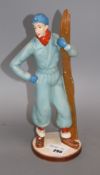 A 1930's painted plaster model of a skier, height 33cm Condition: Minor scratches and flakes to