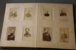 A Victorian photograph album containing 224 "cabinet" photographs of military figures,