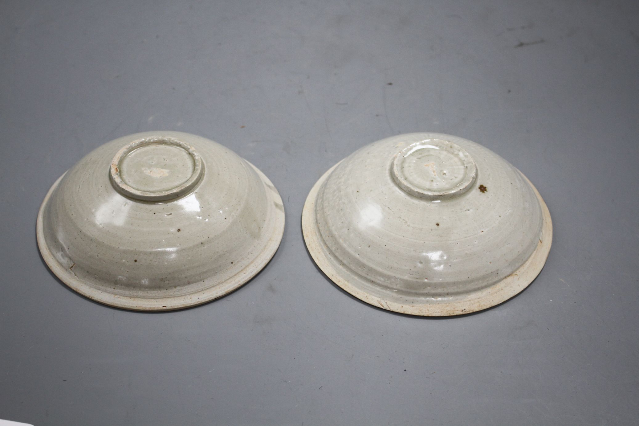 Two Chinese Ding type bowls, Yuan-Ming dynasty, with unglazed rims, both with minor scratching to - Image 7 of 7