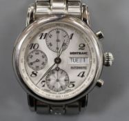 A gentleman's 2002 stainless steel Mont Blanc automatic chronograph wrist watch, with receipt and