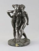 After Pierre-Auguste Renoir. A French lost wax bronze group of embracing maidens, bears signature,