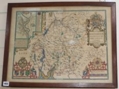 John Speed, hand-coloured engraved map, 'The Countie of Westmorland and Kendale…', 38 x 50cm