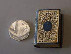 Miniature Books - The Holy Bible, 44 x 30mm, original blue morocco gilt, with leather cased