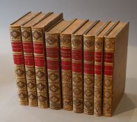 Aristotle and Saint-Hilaire, Jules Barthelemy - Metaphysique, 3 vols, 8vo, calf with red and gilt