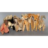 A group of vintage Steiff and other soft toy animals Condition:- 1950's Rehkitz deer - no buttons or