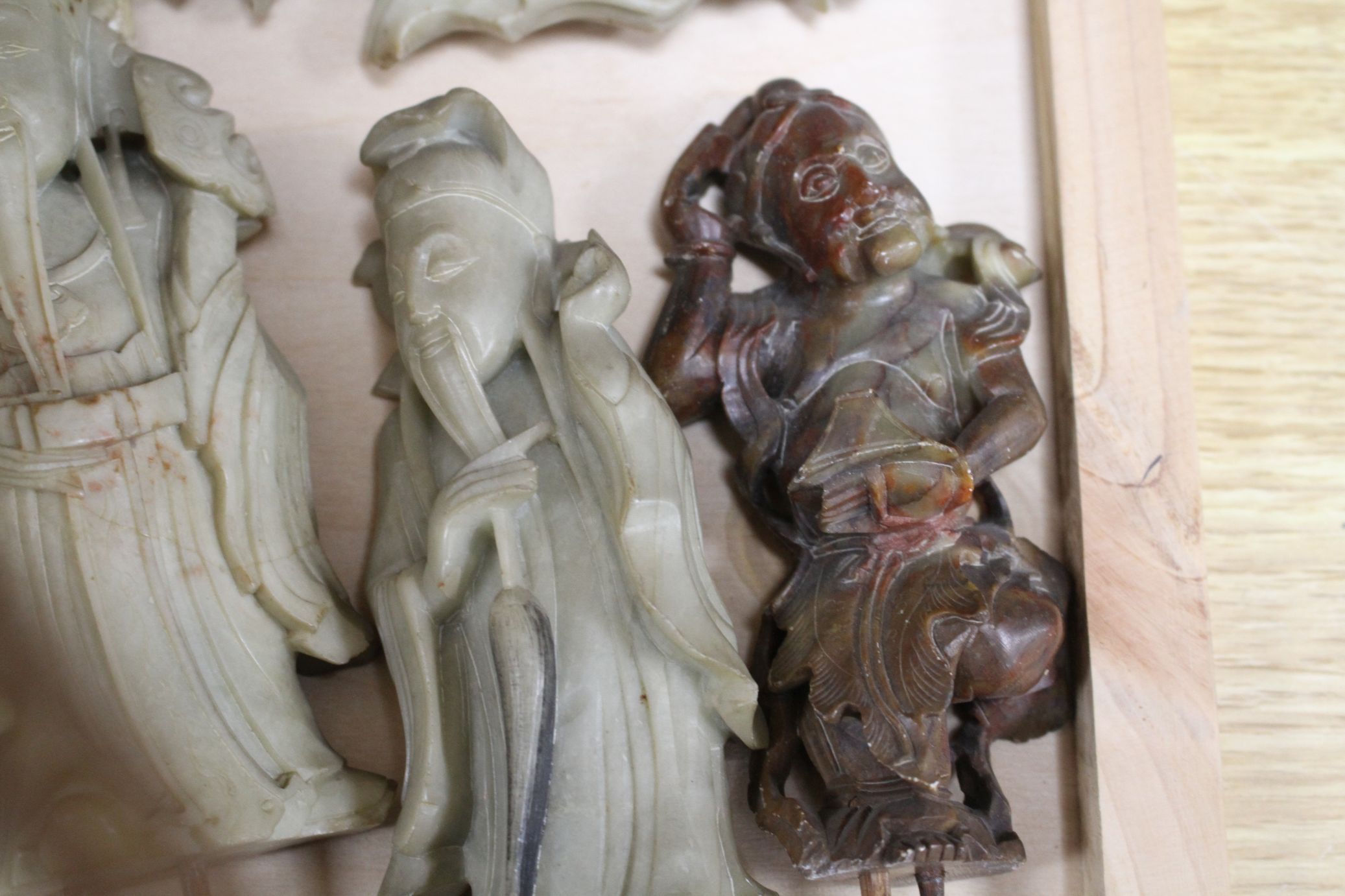 A Chinese soapstone group of eight immortals, late 19th / early 20th century, each separate figure - Image 3 of 7