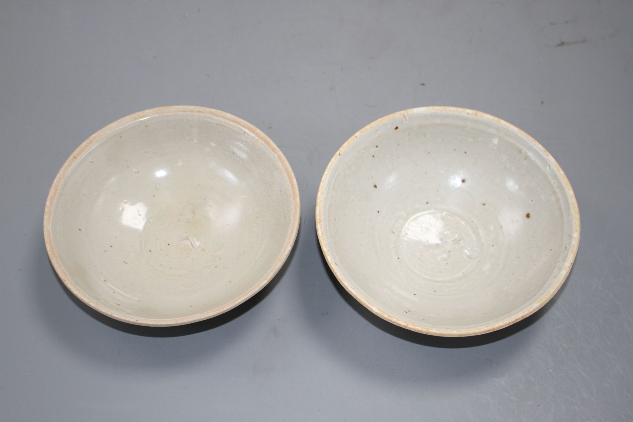 Two Chinese Ding type bowls, Yuan-Ming dynasty, with unglazed rims, both with minor scratching to - Image 6 of 7