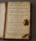 Johnson, Samuel - A Dictionary of the English Language, vol 1 of 2, 3rd edition, 8vo, calf, boards