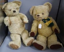 A pale blond Deans 1950's English teddy, 26in., rexine paws, good condition and a 1950's English