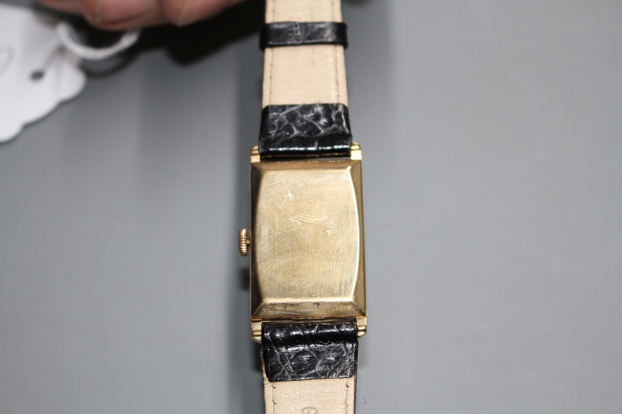 A gentleman's 1940's 9ct gold Buren manual wind wrist watch, with rectangular Arabic dial and - Image 3 of 5