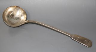 A Victorian silver fiddle pattern soup ladle, by William Eaton, London, 1845, 34.5cm, 10 oz.