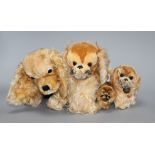 Three 1950's Steiff 'Peky' dogs and a 1960's 'Revue' Spaniel Condition: - large Peky - a little