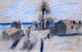 Hercules Brabazon Brabazon (1821-1906)pastel and pencil'Bordighera' inscribed, Exhibited Chris