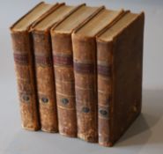 Sterne, Laurence - The Works of Laurence Stern, 5 vols, 12mo, calf, scuffed, joint cracked, some