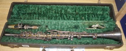 A Gladiator silver plated clarinet, cased Condition: Oxidised but otherwise in good condition, no