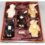 A Steiff 'UK Baby Bear' 1989 - 1993 set of five bears, with certificate number 835, in original