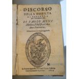Mini, Paolo - Discorso della nobilta di Firenze, vellum, 12mo, library stamp, bookplate and piercing