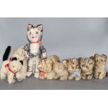 A group of assorted vintage soft toy cats including Steiff Condition:- Steiff? black velvet cat with