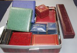 Nine assorted jewellery boxes and a Movado watch box. Condition: Some in typically used condition.