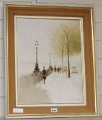 Anthony Klitz (1917-2000) oil on canvas, View along the Embankment, signed with artist stamp,