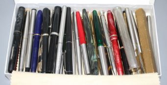 A vintage Mont Blanc fountain pen with no. 2 nib, other fountain, ball point pens and propelling