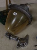 Two car related items and a large light / lantern Condition: Globe to lantern is discoloured