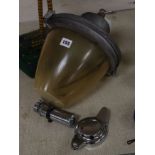 Two car related items and a large light / lantern Condition: Globe to lantern is discoloured