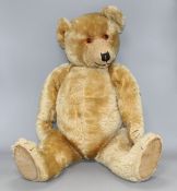 A Chiltern Hugmee 1930's bear, 25in., velvet pads, bald patch back of both legs and also back of