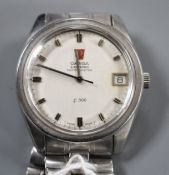 A gentleman's stainless steel Omega Electronic f300 chronometer wrist watch, on Omega bracelet.