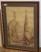 Manner of Samuel Prout, watercolour, View of Nuremberg, 68 x 47cm Condition: Heavily faded with