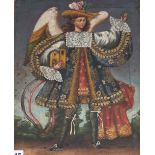 Cusco School, oil on canvas, The Archangel Gabriel, 39.5 x 30cm, unframed Condition: Oil on