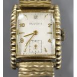 A gentleman's 1950's '10k gold filled' Bulova Westover 'clam shell' cased manual wind wrist watch,