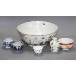 A group of six Chinese porcelain bowls, 6.2cm to 29cm diameter Condition: The large Qianlong bowl is