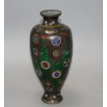 A Japanese cloisonne vase, with mons decoration, 27cm Condition: One distinct bruise going down to