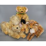 A group of assorted soft toys including teddy bears and soft toy pigs including Steiff Condition:- a