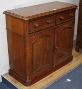 A Victorian mahogany side cabinet, W.100cm D.40cm H.89cm Condition: Slightly faded to the top,