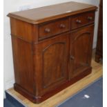 A Victorian mahogany side cabinet, W.100cm D.40cm H.89cm Condition: Slightly faded to the top,