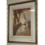 Elizabeth Gulland, colour mezzotint, Portrait of an 18th century lady, signed in pencil, 59 x 47cm
