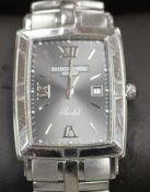 A gentleman's modern stainless steel Raymond Weil Parsifal rectangular dial quartz wrist watch, on