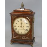 A Regency brass inset mahogany bracket clock by Turk of Sittingbourne, with painted dial and twin