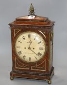 A Regency brass inset mahogany bracket clock by Turk of Sittingbourne, with painted dial and twin