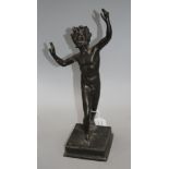 A 19th century Italian bronze figure of the dancing faun, height 42cm Condition: Dark blackish